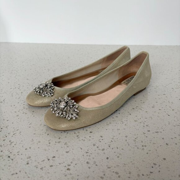 Badgley Mischka - Abella gold leather flats - Picture 10 of 13